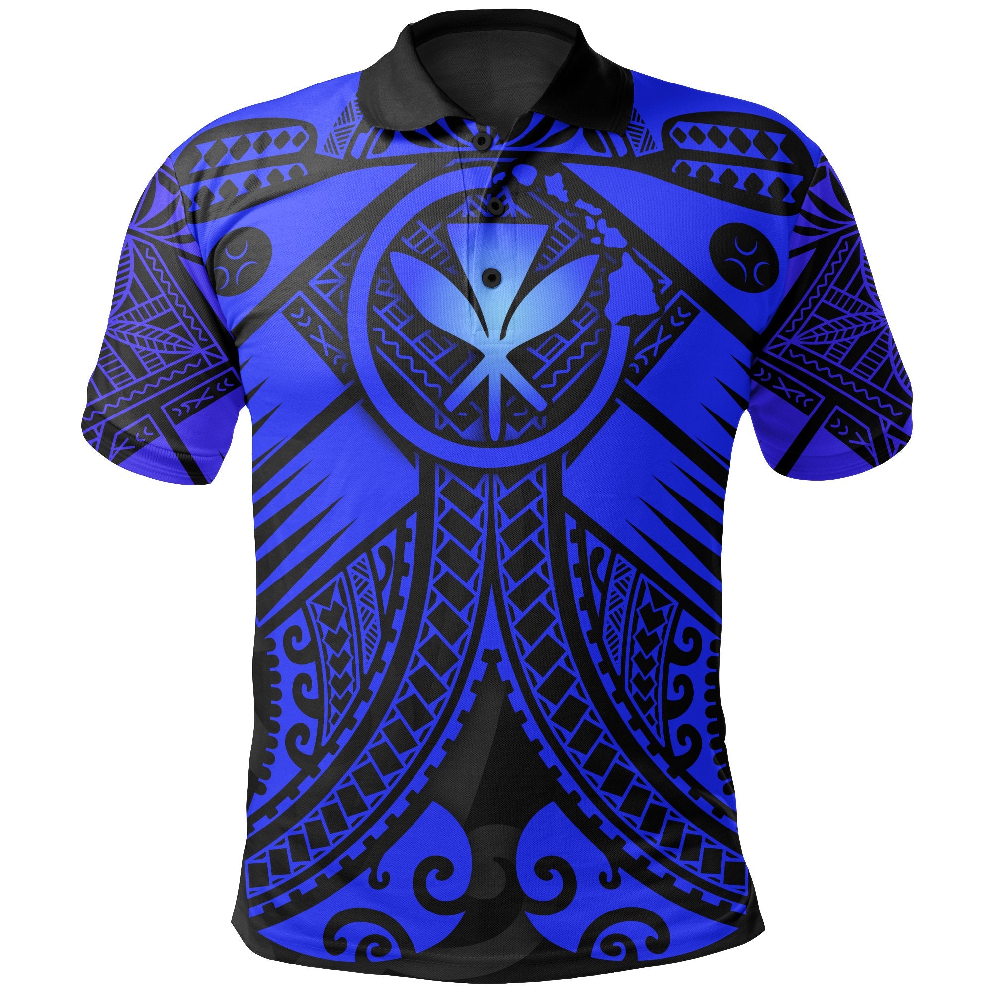 Hawaii Polynesian Polo Shirt Blue Kanaka Maoli Map Unisex Blue - Polynesian Pride