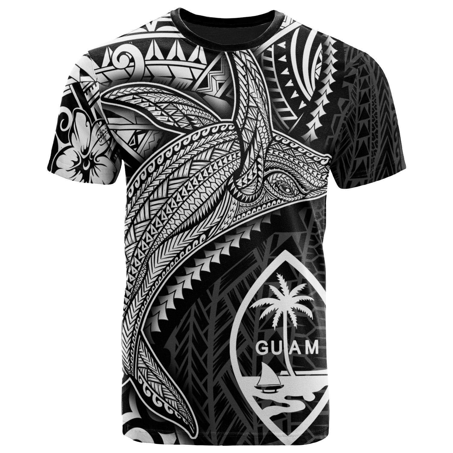 Guam T Shirt Humpback Whale & Coat of Arms White Unisex Art - Polynesian Pride