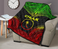 Chuuk Premium Quilt - Chuuk Flag Polynesian Chief Reggae Version - Polynesian Pride