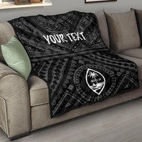Guam Personalised Premium Quilt - Guam Seal With Polynesian Tattoo Style (Black) Black - Polynesian Pride