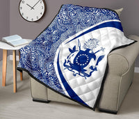 Cook Islands Coat Of Arms Polynesian Premium Quilt - Circle Style - 05 - Polynesian Pride