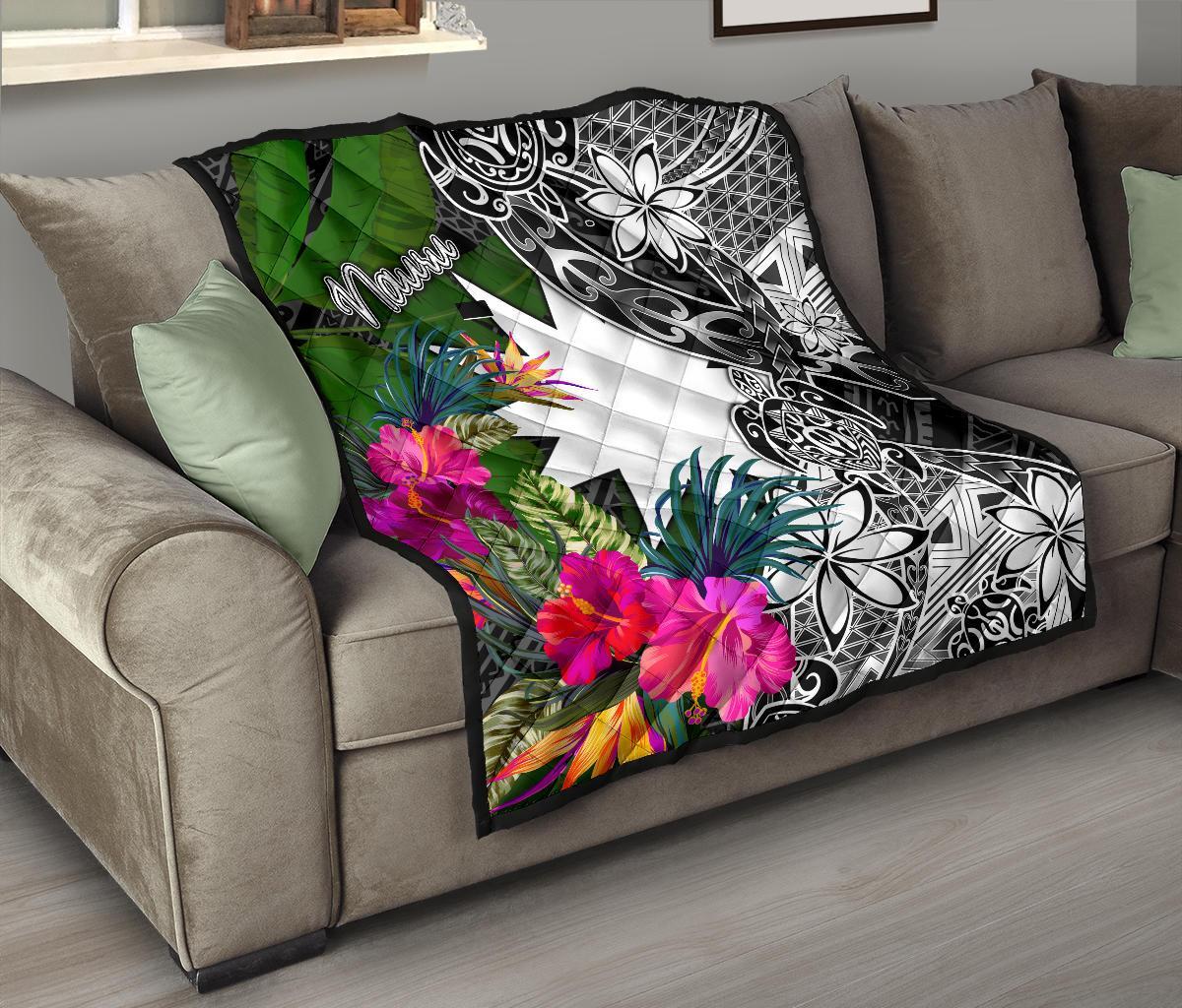 Nauru Premium Quilt - Turtle Plumeria Banana Leaf - Polynesian Pride