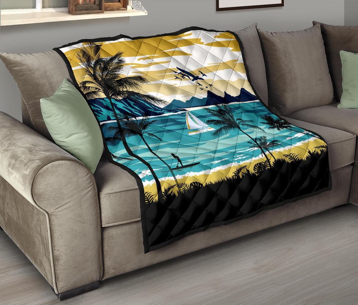 Hawaiian Poster View Classic Premium Quilt - Polynesian Pride