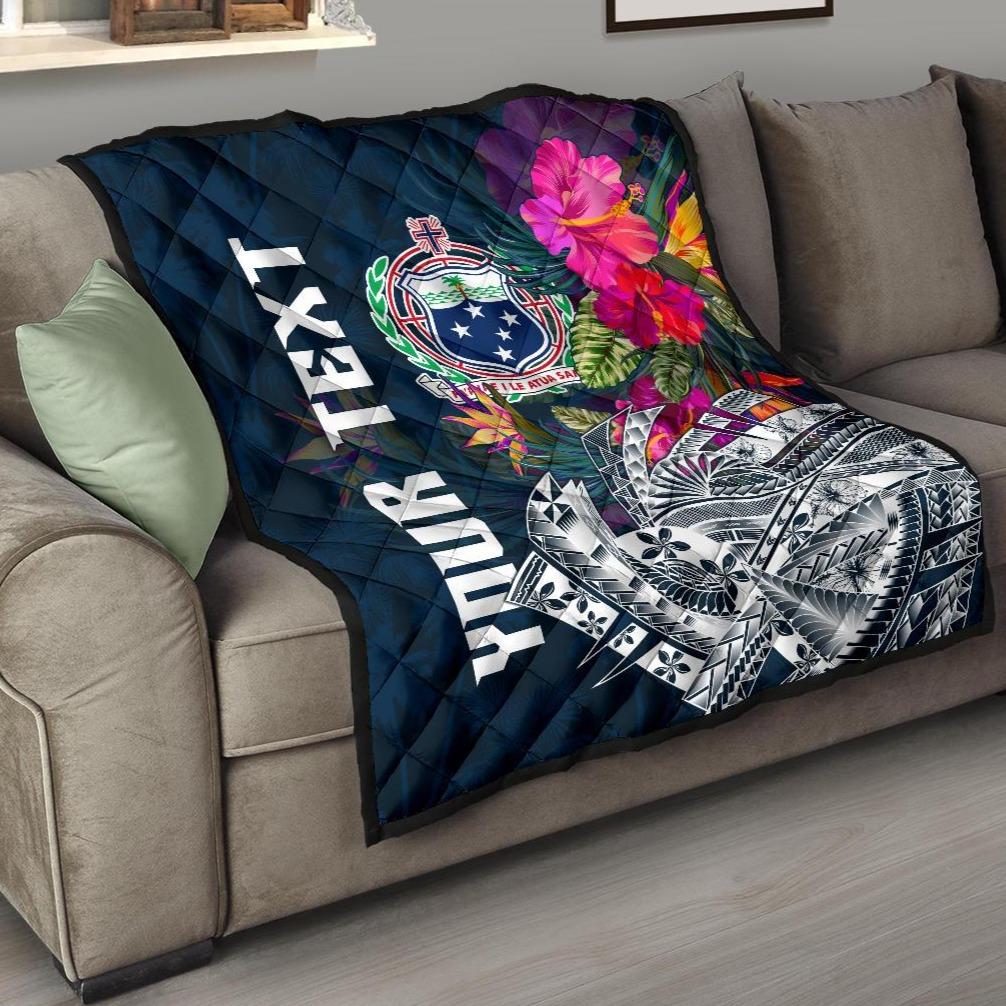 Samoa Custom Personalised Premium Quilt - Summer Vibes Blue - Polynesian Pride