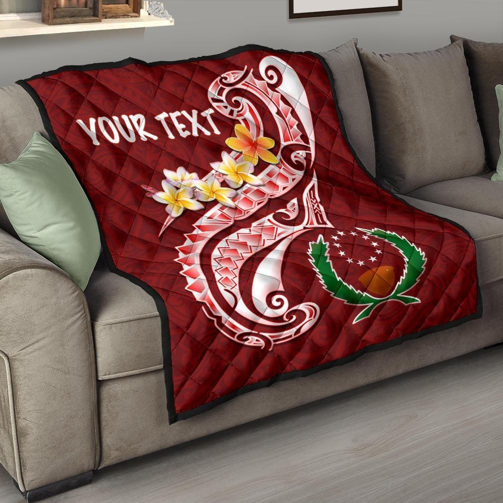 Pohnpei Personalised Premium Quilt - Pohnpei Seal Polynesian Patterns Plumeria Red - Polynesian Pride