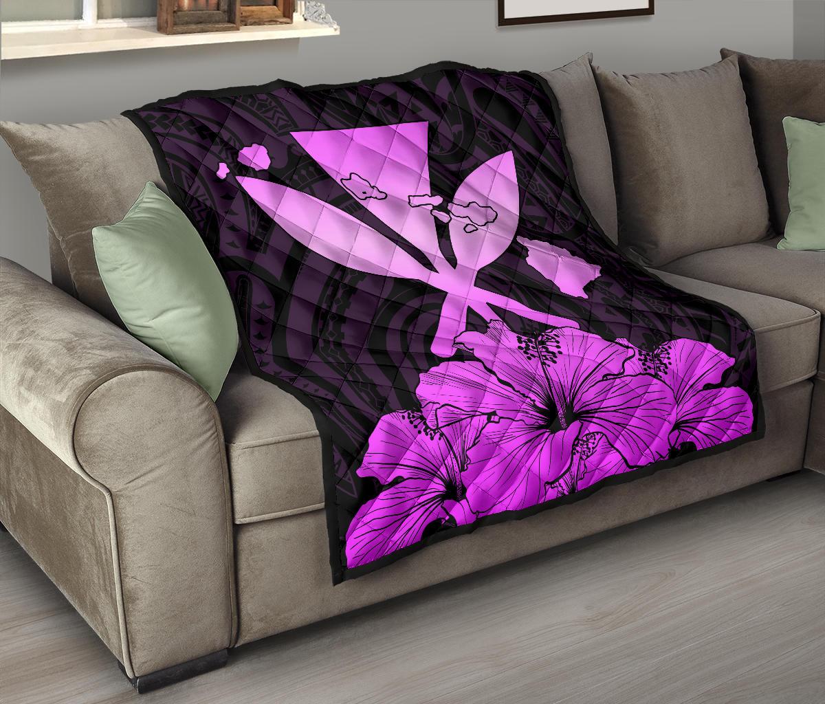 Hawaiian Kanaka Premium Quilt Hibiscus Polynesian Love Pink - Polynesian Pride