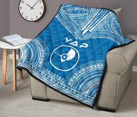 Yap Premium Quilt - Yap Flag Polynesian Chief BLue Version - Polynesian Pride