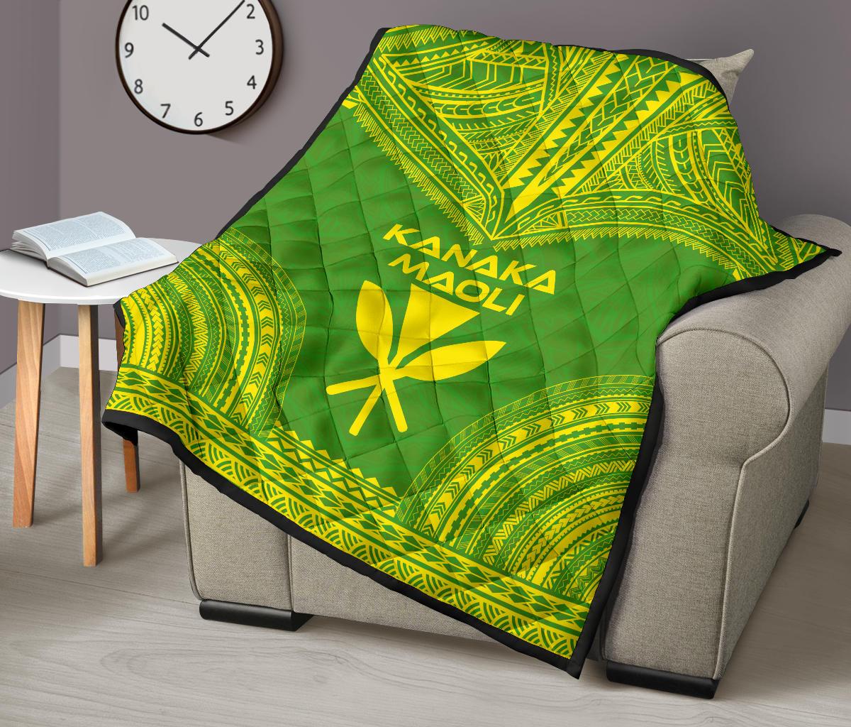 Hawaii Premium Quilt - Kanaka Maoli Polynesian Chief Green Version - Polynesian Pride