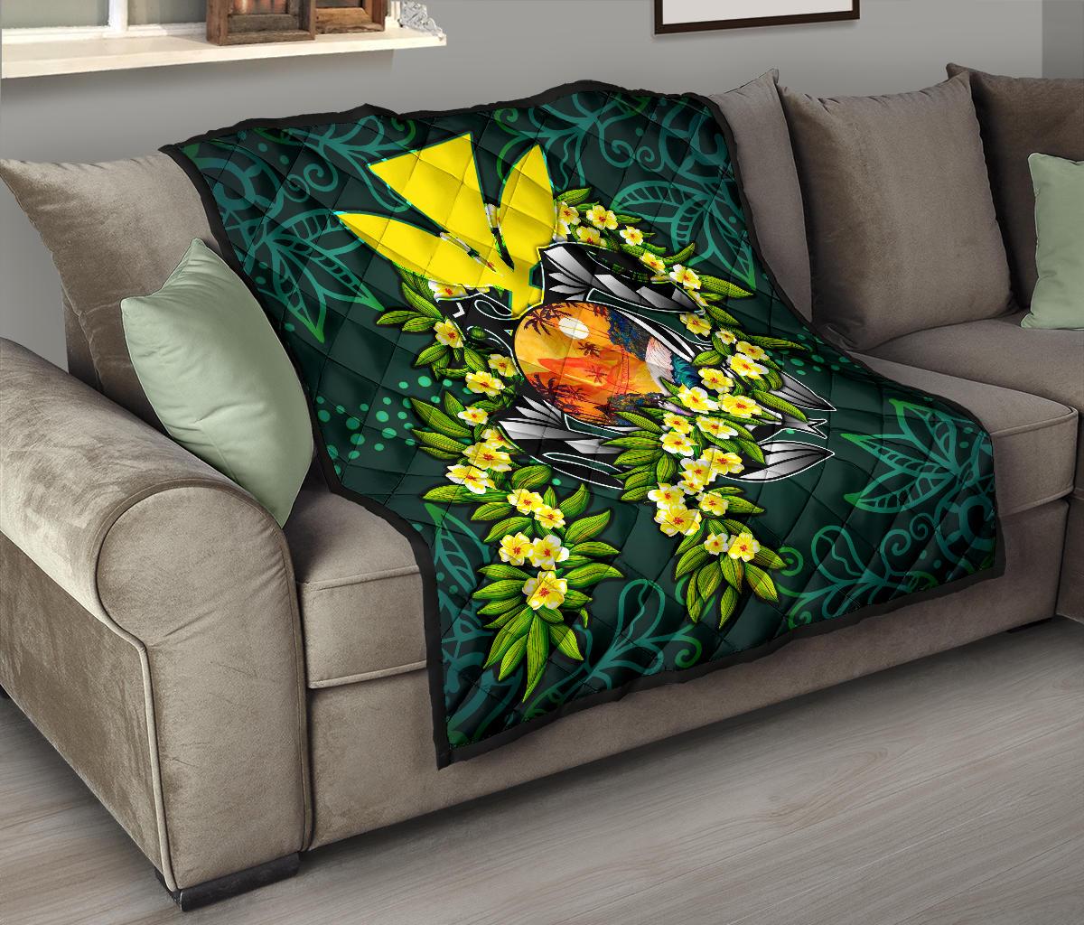 Polynesian Hawaii Premium Quilt - Ti Leaf Lei Turtle - Polynesian Pride
