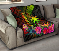The Philippines Polynesian Premium Quilt - Hibiscus and Banana Leaves - Polynesian Pride