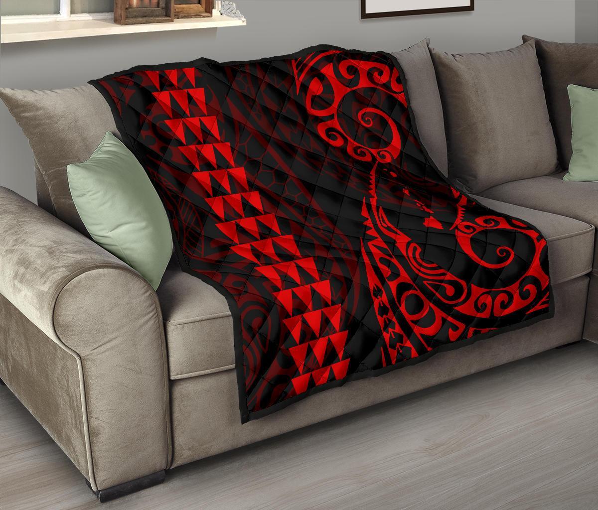 Hawaii Kakau Red Polynesian Premium Quilt - Polynesian Pride