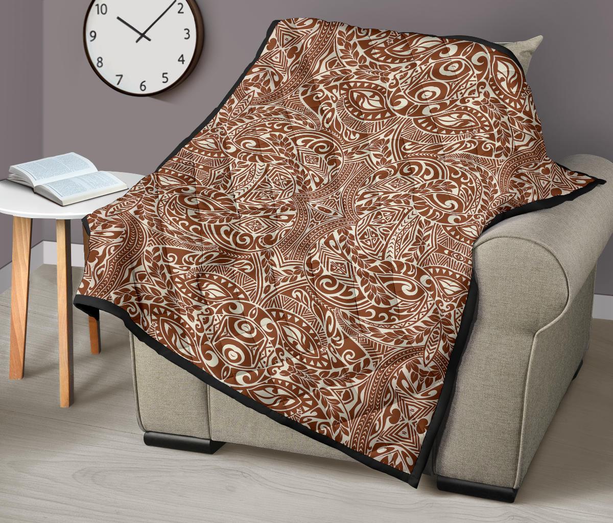 Polynesian Tribal Premium Quilt Brown - Polynesian Pride