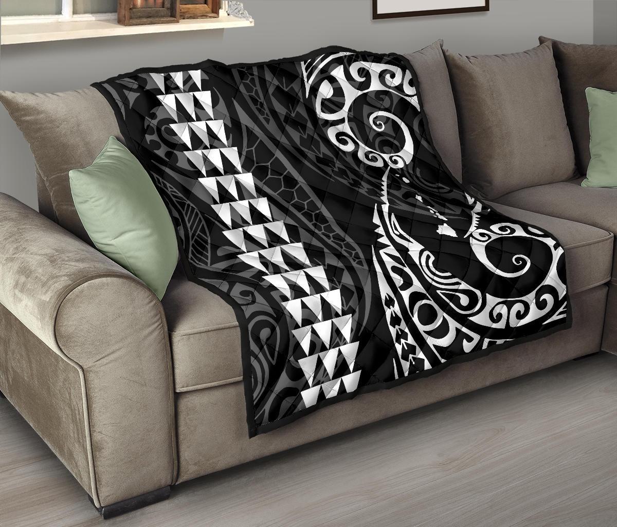 Hawaii Kakau White Polynesian Premium Quilt - Polynesian Pride