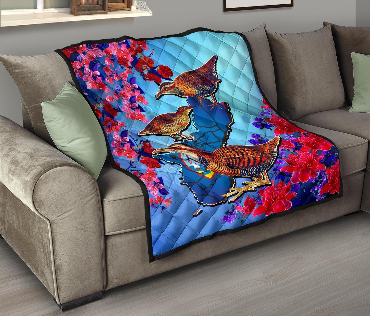 Guam Premium Quilt - KoKo Bird With Map - Polynesian Pride