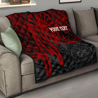 Samoa Personalised Premium Quilt - Samoa Seal With Polynesian Pattern In Heartbeat Style (Red) Red - Polynesian Pride