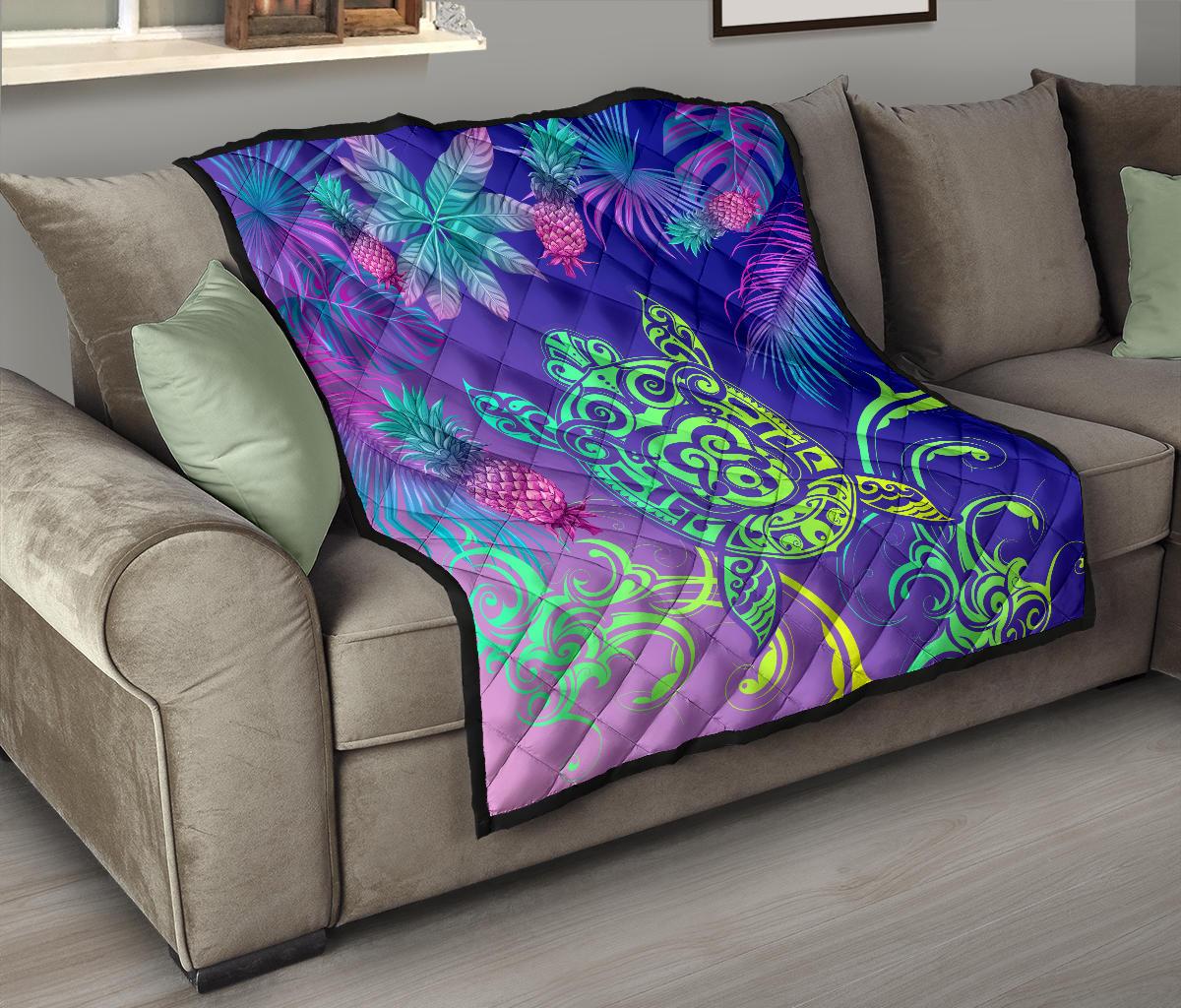 Hawaii Turtle Tropical Kanaka Maoli Premium Quilt - Yez Style - Polynesian Pride