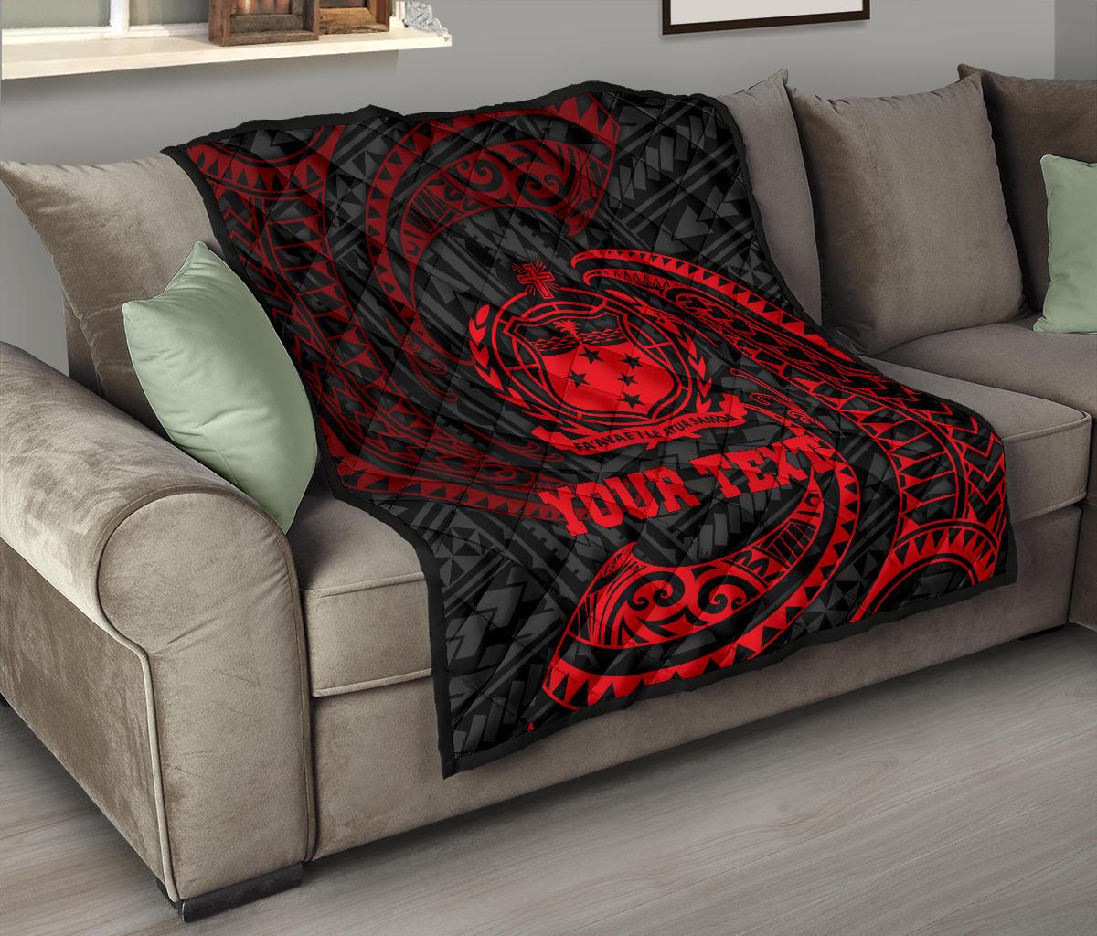 Samoa Polynesian Custom Personalised Premium Quilt - Red Tribal Wave Red - Polynesian Pride