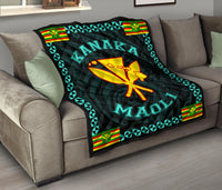 Kanaka Maoli Flag Polynesian Premium Quilt Turquoise - Love Style - Polynesian Pride