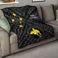 Papua New Guinea Premium Quilt - Flag With Polynesian Patterns (Black) Black - Polynesian Pride