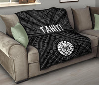 Tahiti Premium Quilt - Tahiti Seal In Polynesian Tattoo Style (Black) - Polynesian Pride