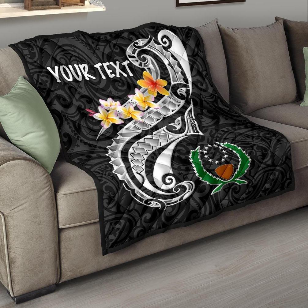 Pohnpei Custom Personalised Premium Quilt - Pohnpei Seal Polynesian Patterns Plumeria (Black) Black - Polynesian Pride