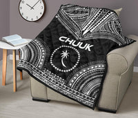 Chuuk Premium Quilt - Chuuk Flag Polynesian Chief Black Version - Polynesian Pride
