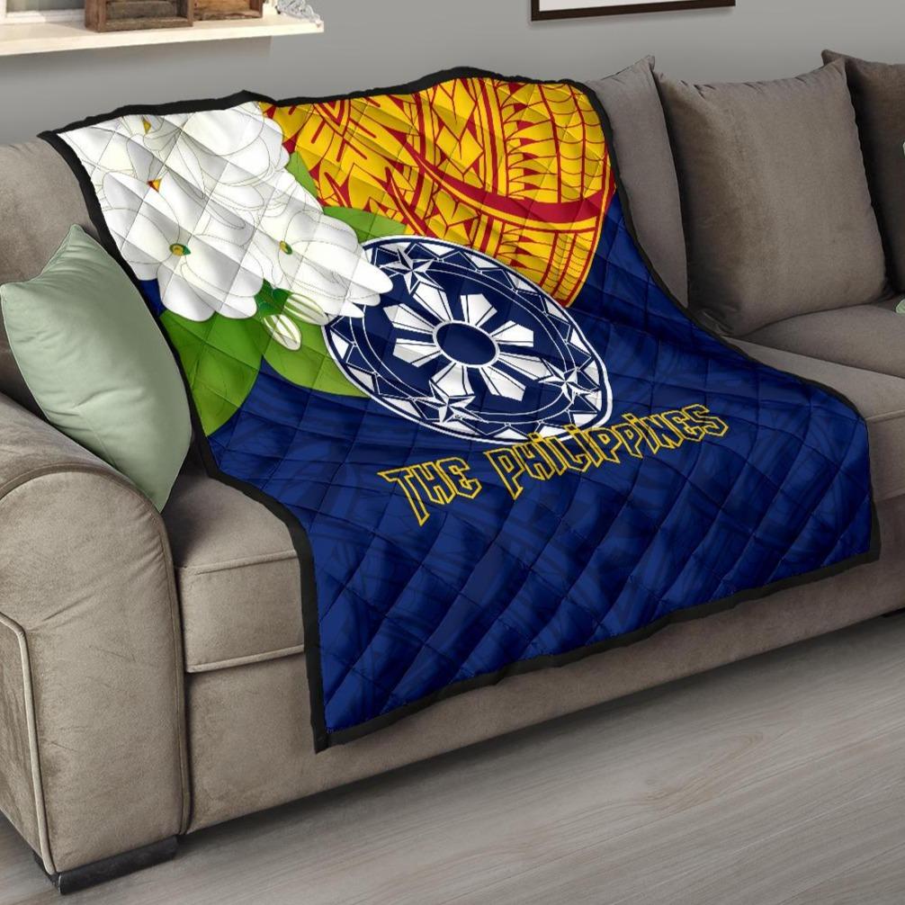 The Philippines Premium Quilt - Filipino Sampaguita Blue - Polynesian Pride