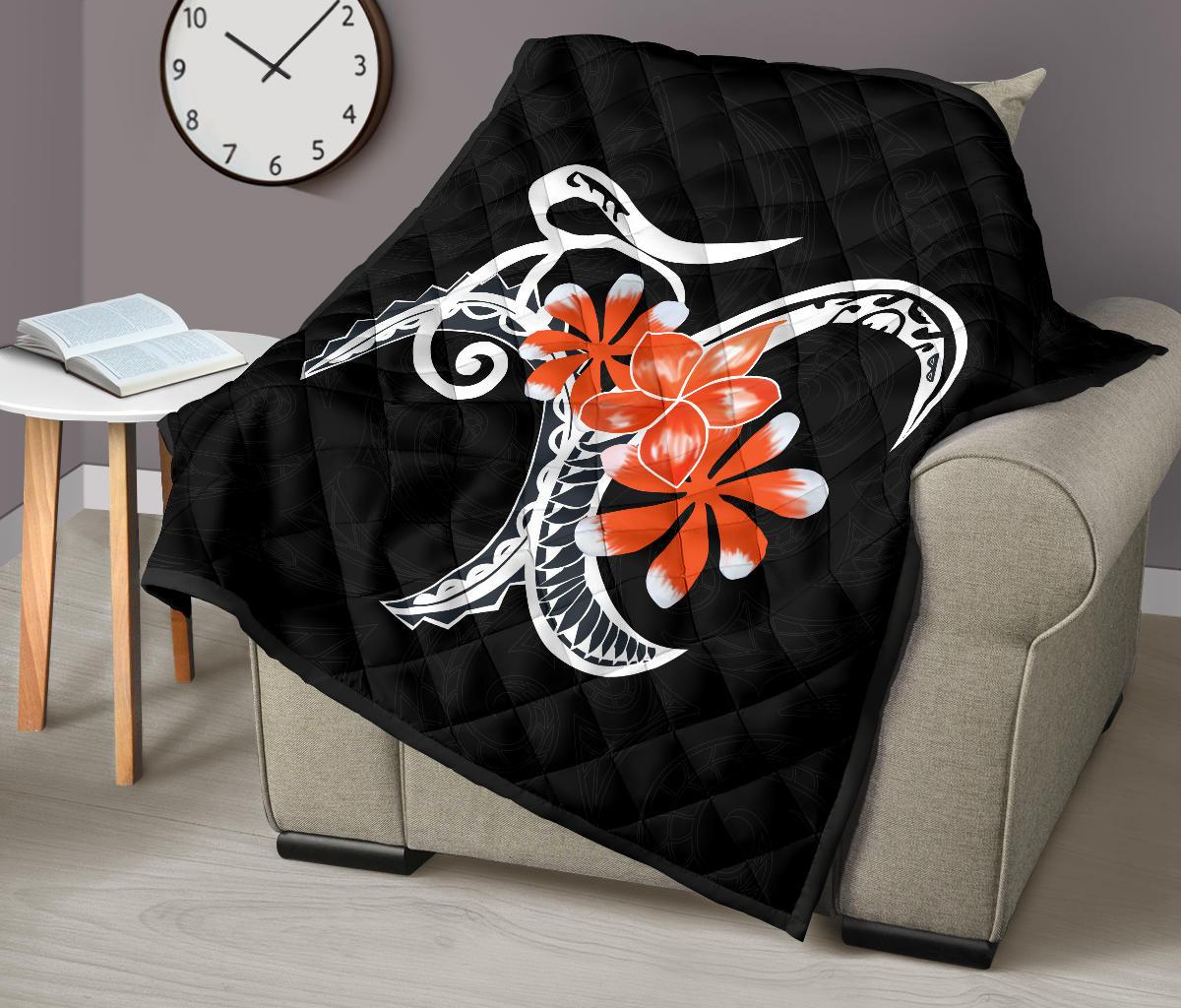 Plumeria Polynesia Orange Premium Quilt - Polynesian Pride