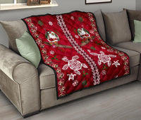 Hawaii Turtle Santa Claus Pattern Christmas Premium Quilt - San Style - AH - Polynesian Pride