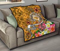 Samoa Premium Quilt - Turtle Plumeria (Gold) - Polynesian Pride