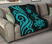 New Caledonia Premium Quilt - Turquoise Tentacle Turtle - Polynesian Pride