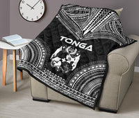 Tonga Premium Quilt - Tonga Coat Of Arms Polynesian Chief Black Version - Polynesian Pride