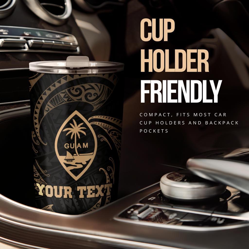 Guam Polynesian Custom Personalised Tumbler - Gold Tribal Wave - Polynesian Pride