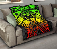 Guam Polynesian Premium Quilt - Guam Reggae Seal with Polynesian Tattoo - Polynesian Pride