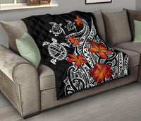 Hawaiian Map Turtle Swim Plumeria Polynesian Quilt - Polynesian Pride