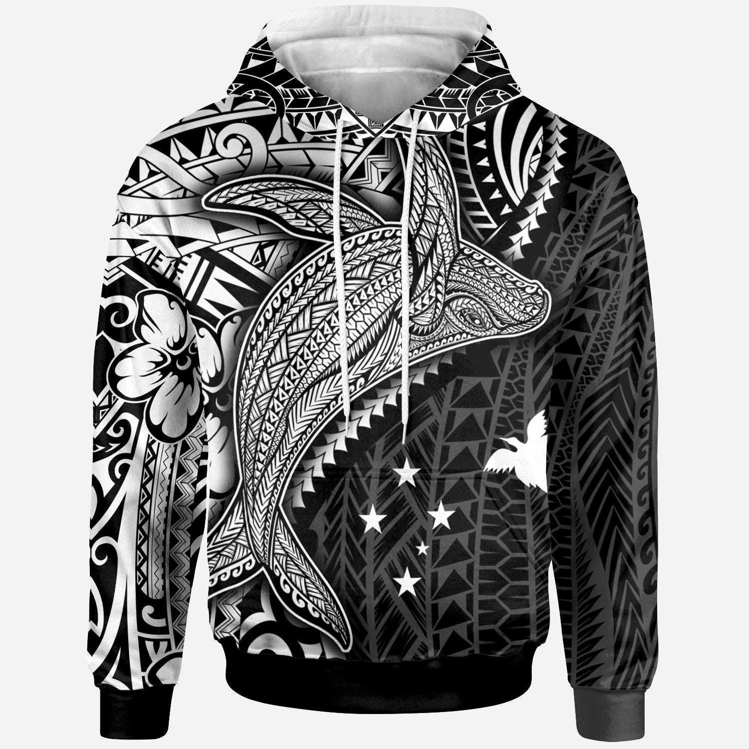 Papua New Guinea Hoodie Humpback Whale & Coat of Arms White Unisex White - Polynesian Pride