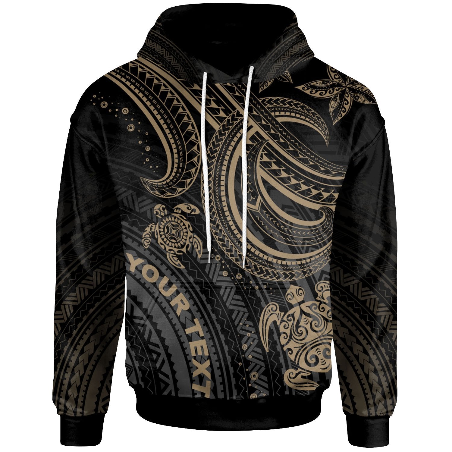 Polynesian Custom Hoodie Gold Turtle Unisex Gold - Polynesian Pride