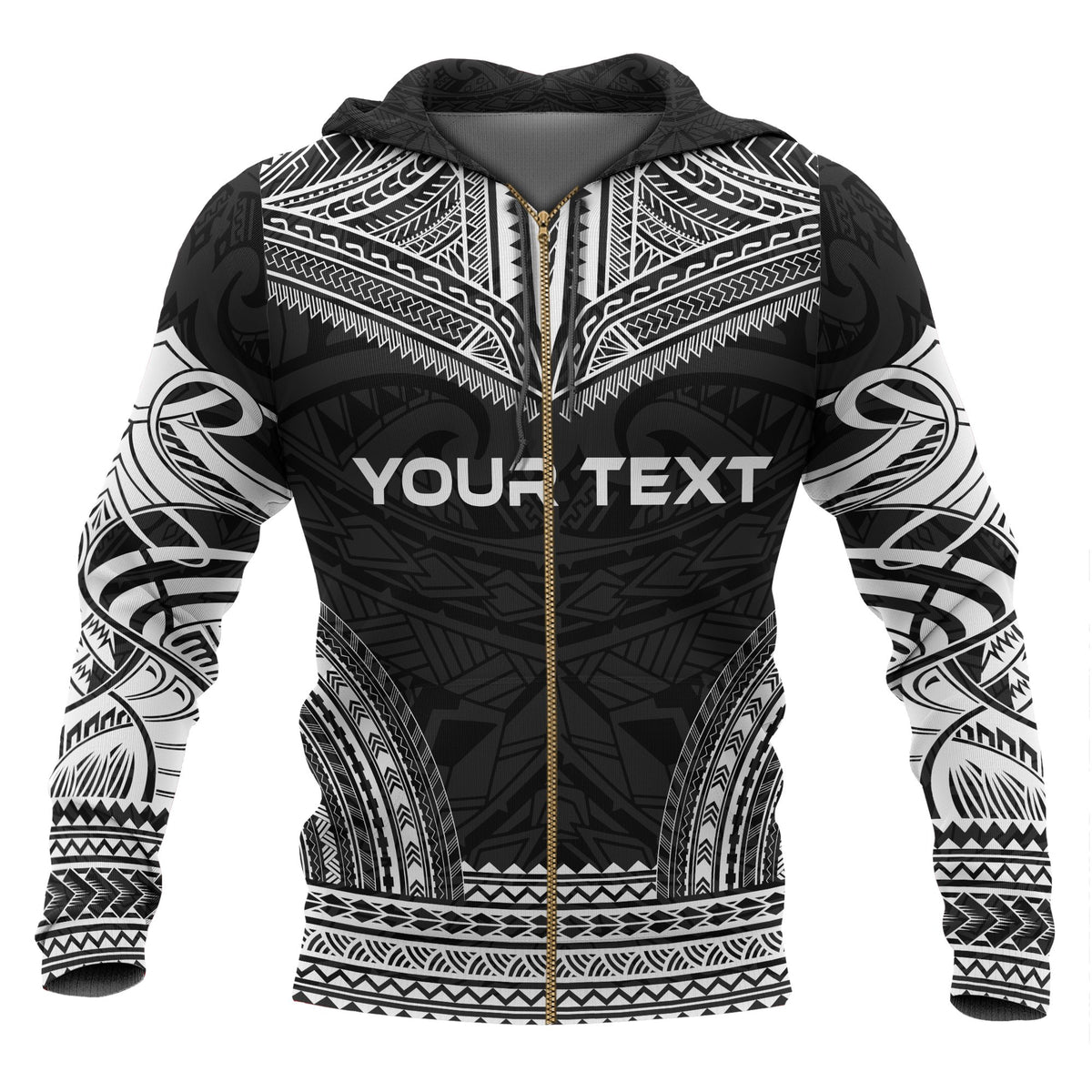 Niue Polynesian Chief Custom Zip up Hoodie Black Version Unisex Black - Polynesian Pride