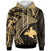 Papua New Guinea Hoodie Humpback Whale & Coat of Arms Gold Unisex Gold - Polynesian Pride