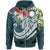 Nauru Polynesian Zip up Hoodie Summer Plumeria (Turquoise) Unisex Black - Polynesian Pride