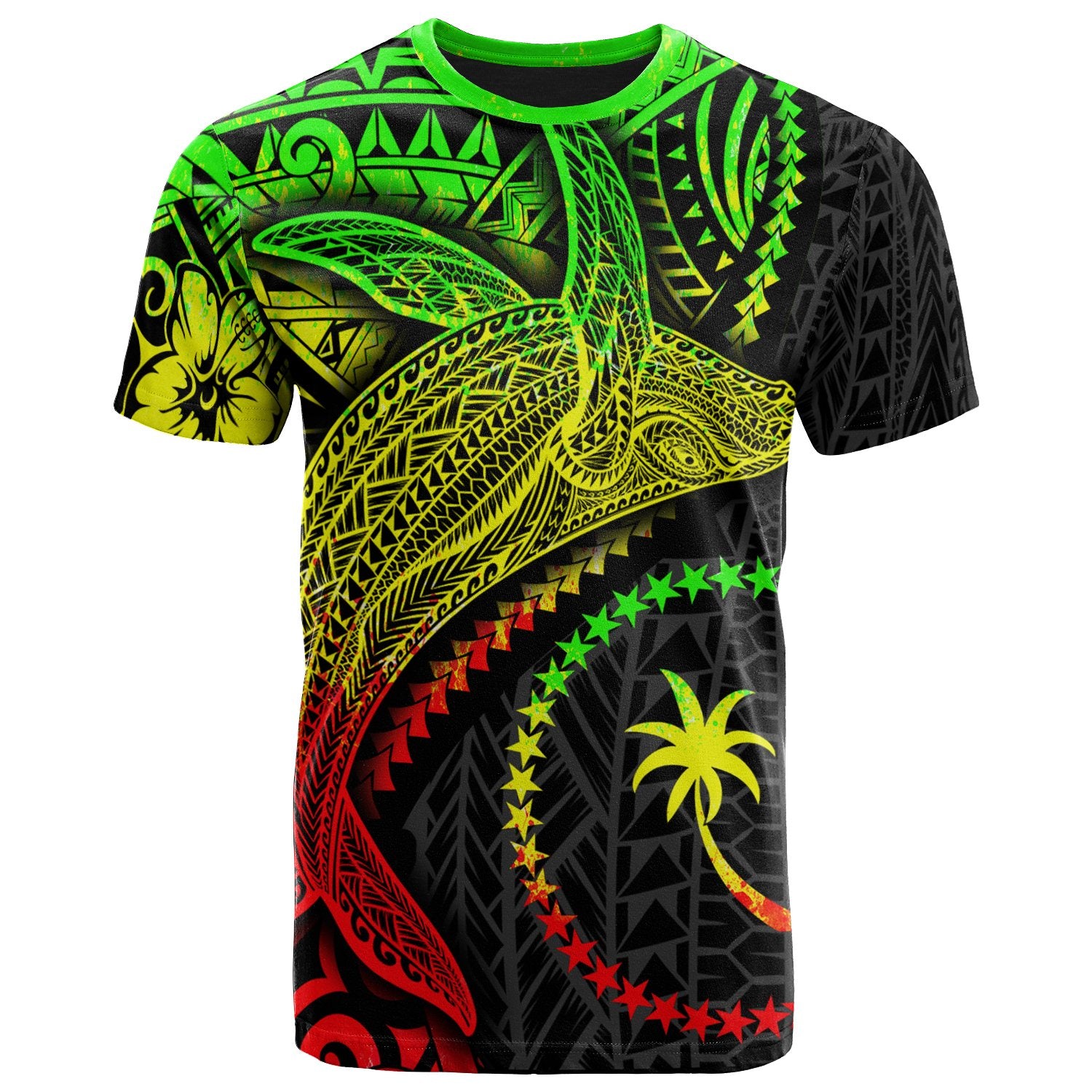 Chuuk T Shirt Humpback Whale & Coat of Arms Reggae Unisex Reggae - Polynesian Pride