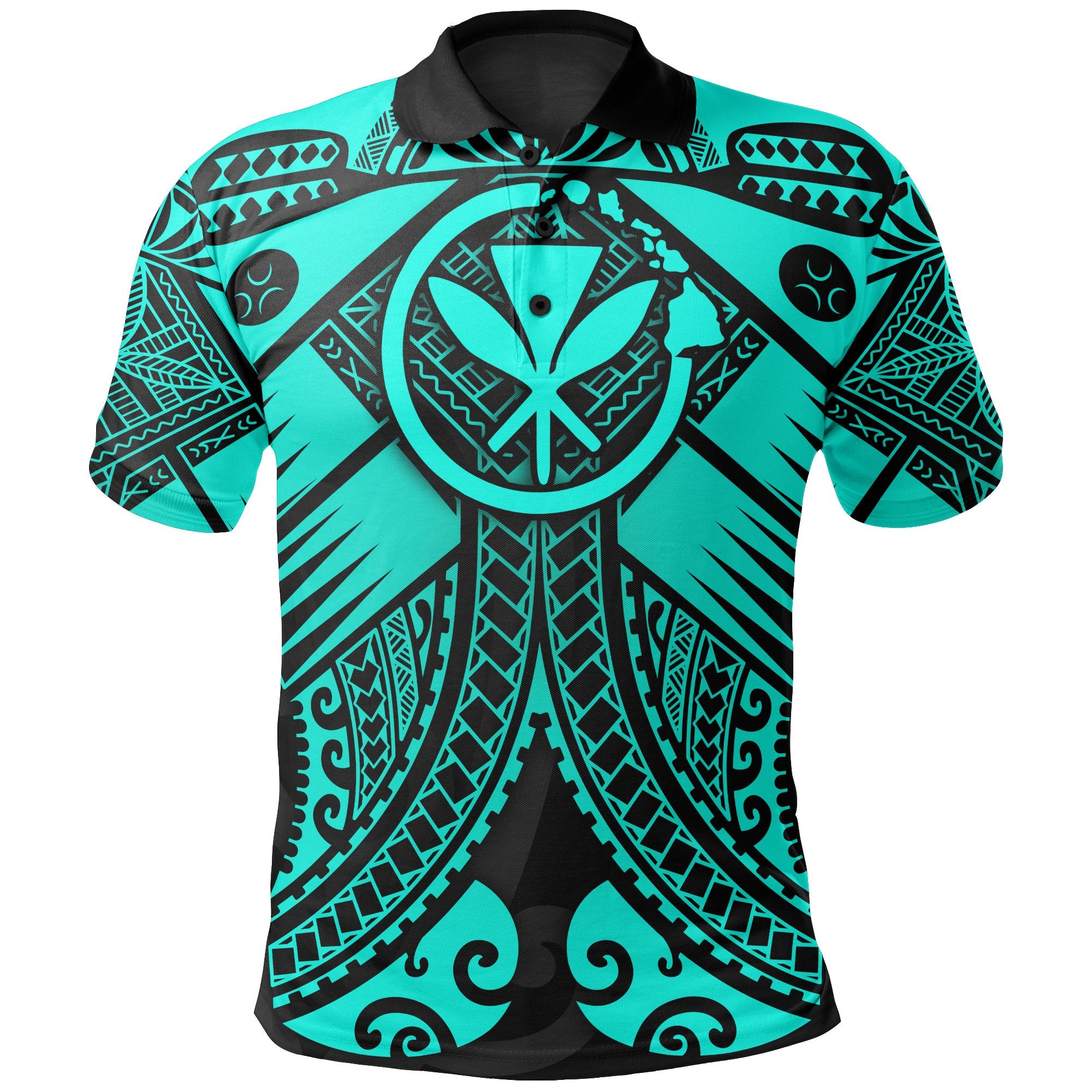 Hawaii Polynesian Polo Shirt Turquoise Kanaka Maoli Map Unisex Turquoise - Polynesian Pride