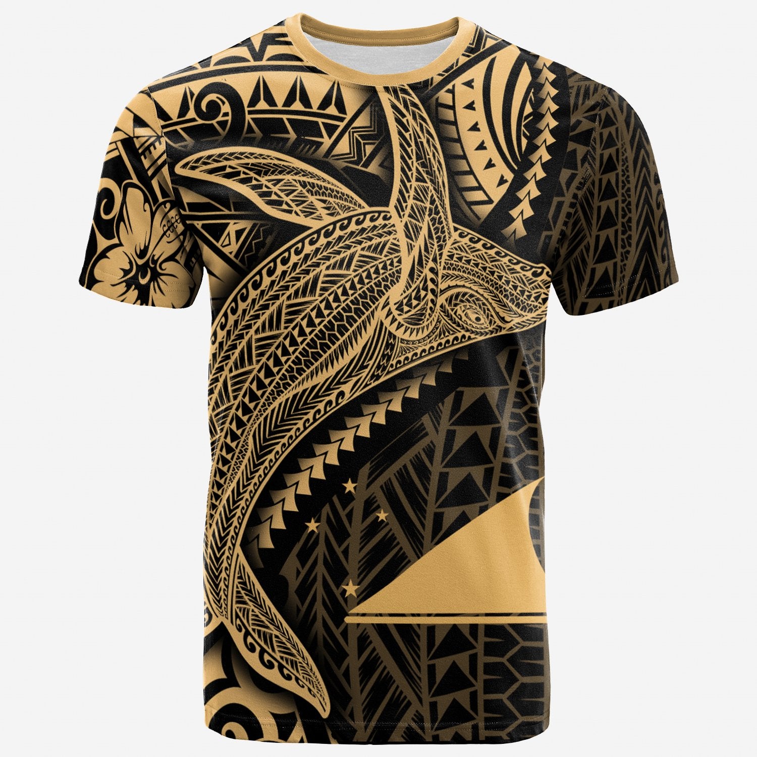 Tokelau T Shirt Humpback Whale & Coat of Arms Gold Unisex Art - Polynesian Pride