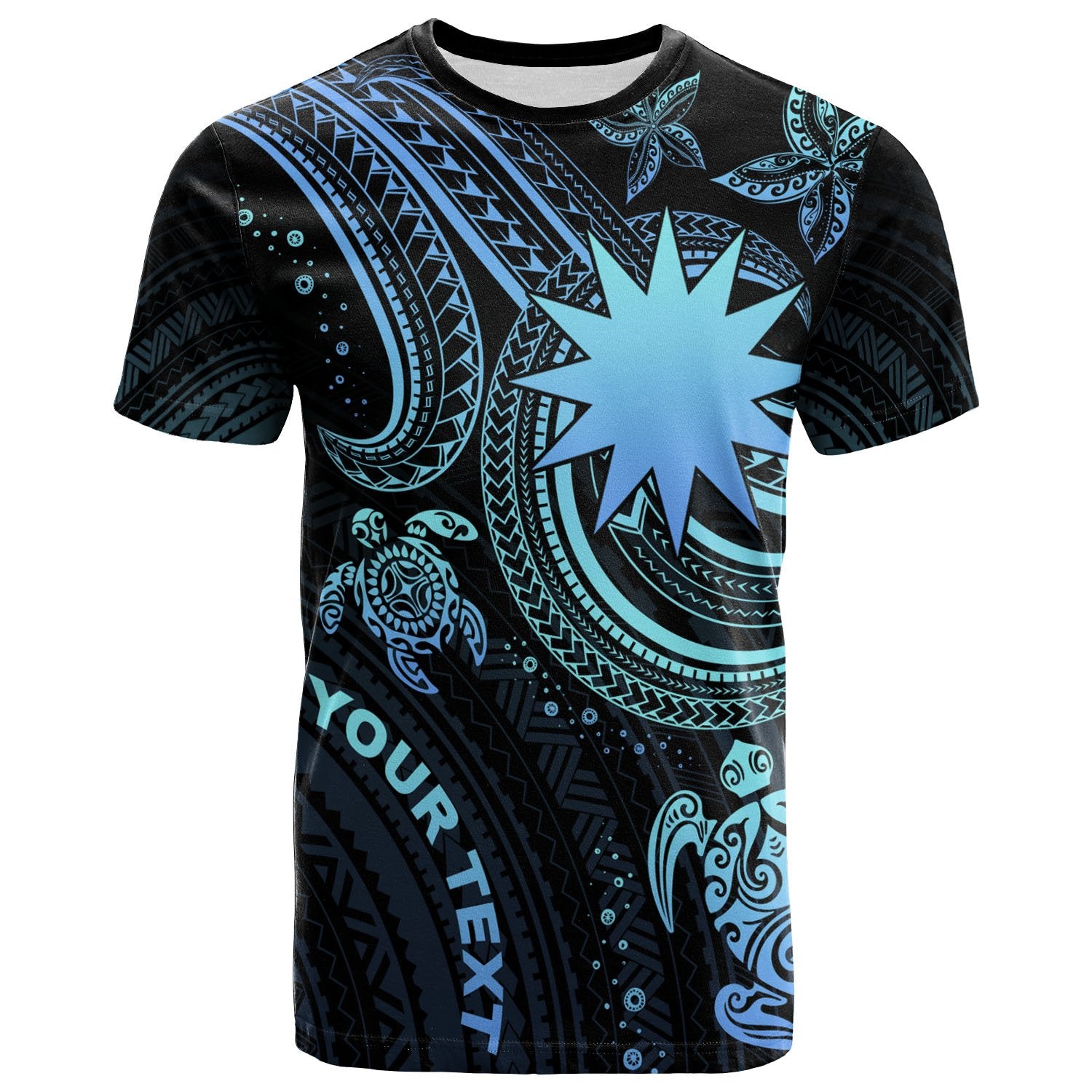 Nauru Custom T shirt Blue Turtle Unisex Blue - Polynesian Pride