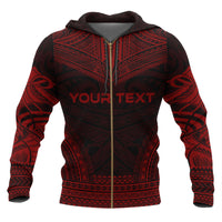 Tahiti Polynesian Chief Custom Zip up Hoodie Red Version - Polynesian Pride