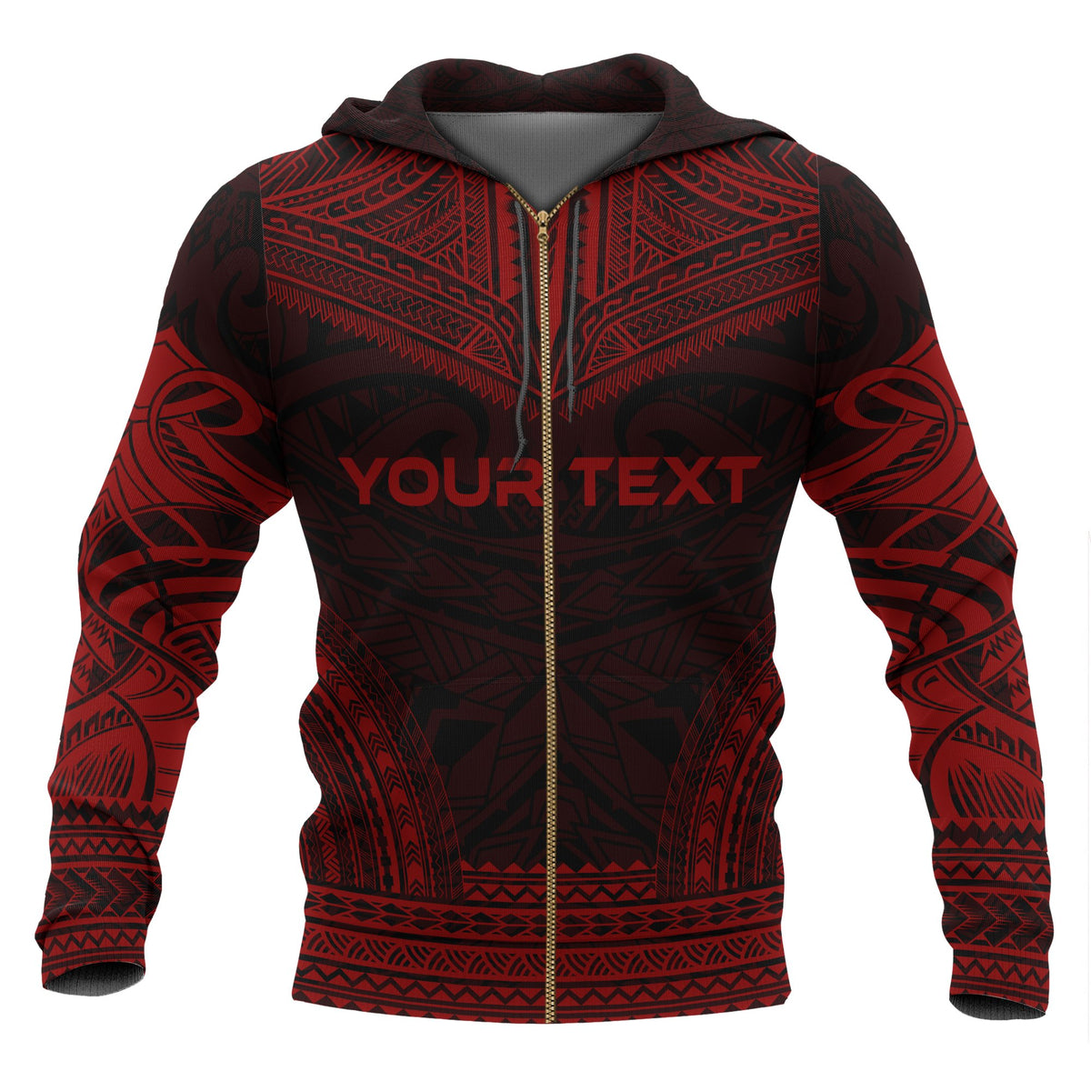 Palau Polynesian Chief Custom Zip up Hoodie Red Version - Polynesian Pride