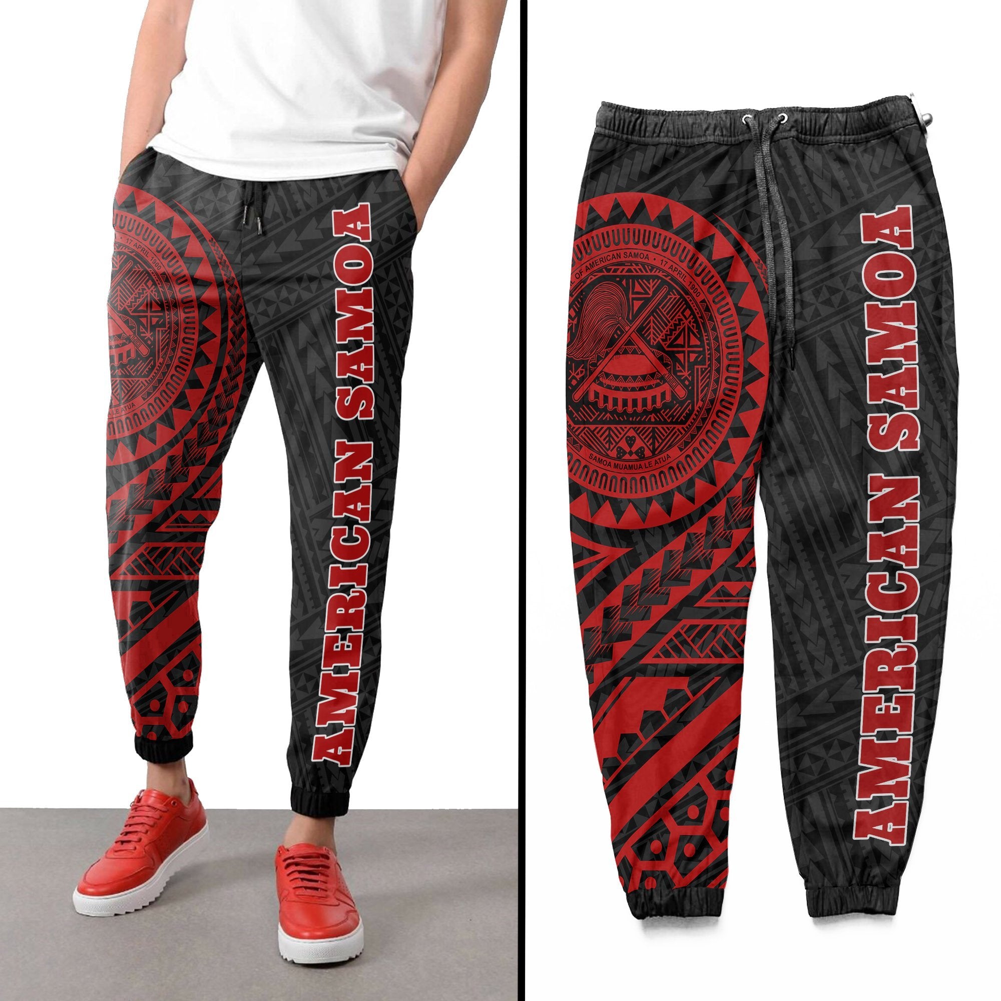 American Samoa 2nd Sweatpants (Red) A16 Unisex Red - Polynesian Pride