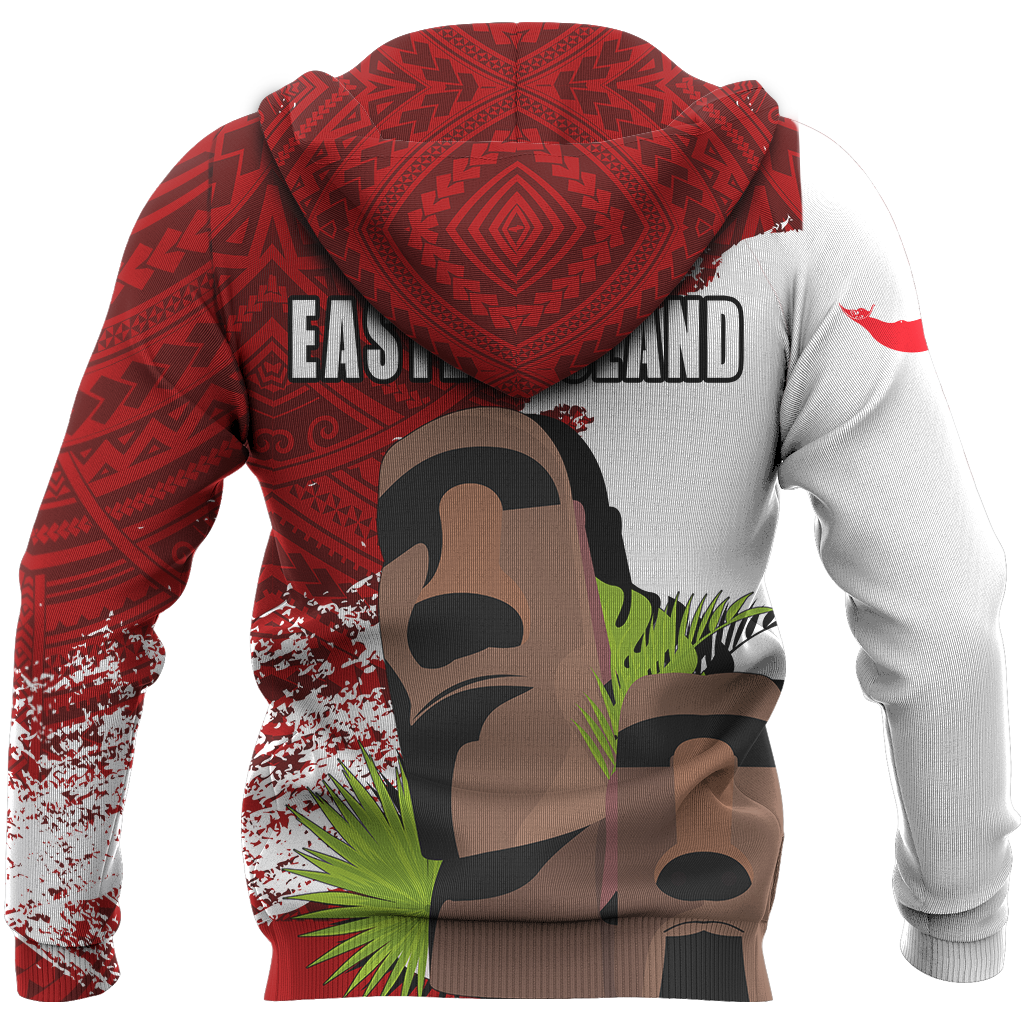 Easter Island Polynesian Hoodie Easter Island Coat of Arms Flag Moai A16 - Polynesian Pride
