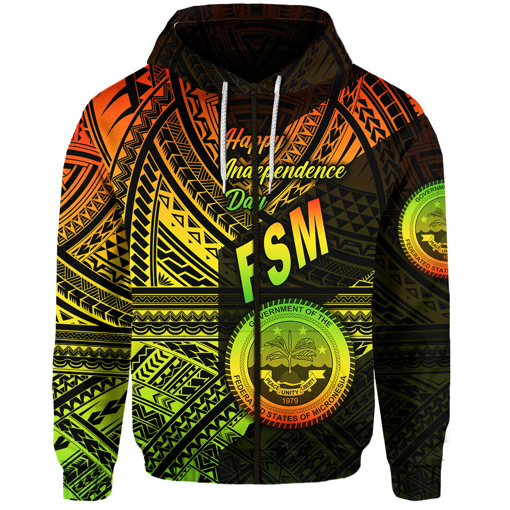 Custom Federated States of Micronesia Zip Hoodie FSM Happy Independence Day Original Vibes Reggae LT8 - Polynesian Pride