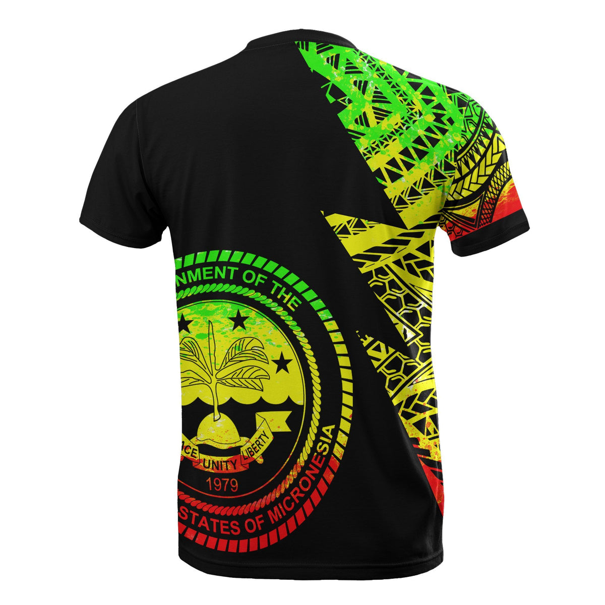 Federated States of Micronesia Custom All Over T Shirt F S M Seal Micronesian Reggae Pattern - Polynesian Pride